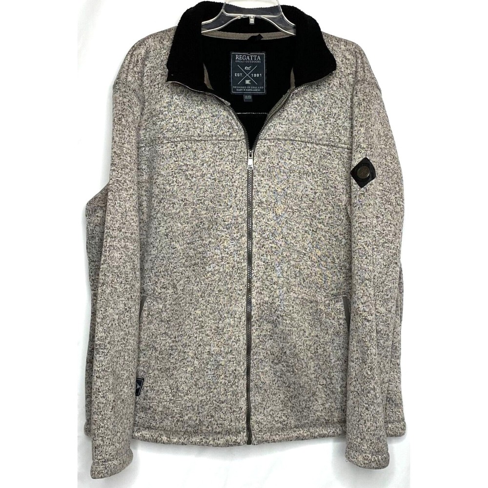 Regatta Great Outdoors Full Zip Fleece Lined Thick Gray Black Jacket 2XL XXL
